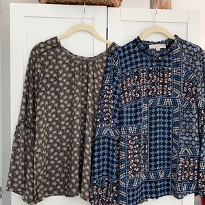 LOFT Patterned Print Dress Shirts XS Set of 2